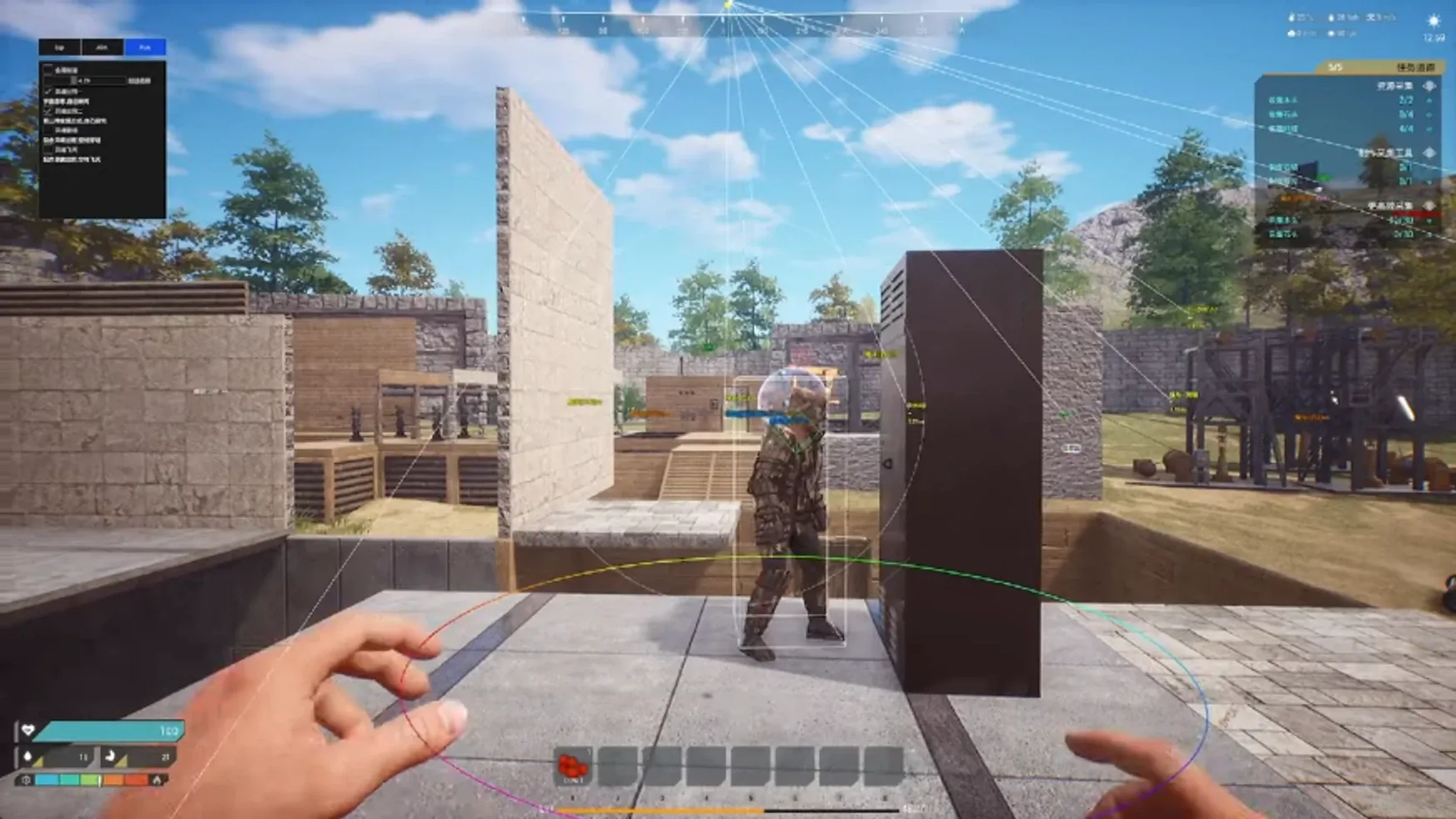 The Front cheat menu with ESP and aim settings overlay